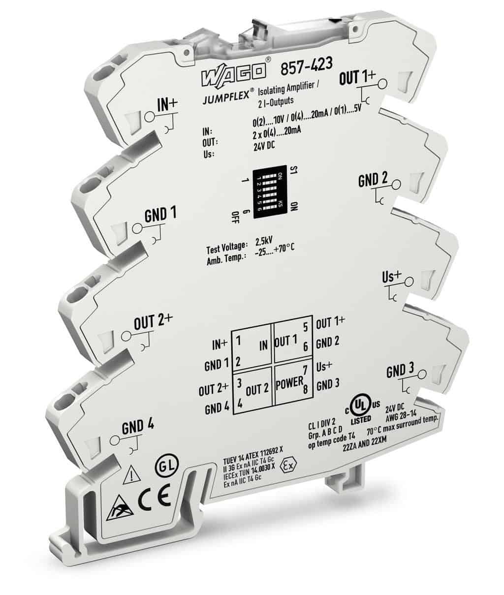 Bộ chia tín hiệu 4-20ma Wago 857-423, Bộ chuyển đổi tín hiệu biến trở sang 4-20ma